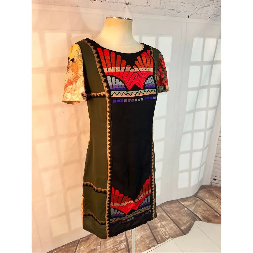 Ranna Gill Anthropologie Fanned Vignette Shift dress size 4
